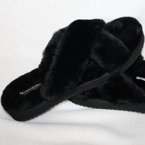 UGG KOOLABURRA BLACK‎ FUR SLIPPER SANDALS NEW!